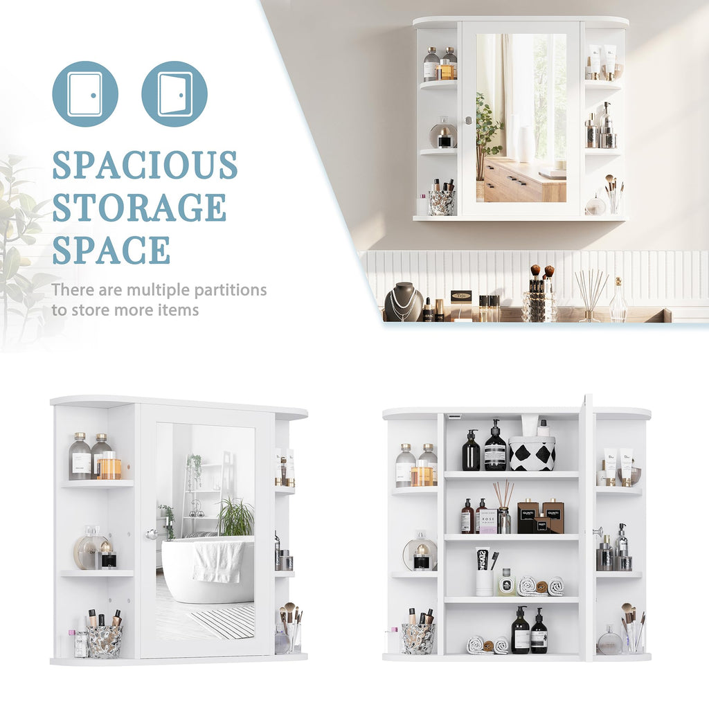 White Wall Mounted Medicine Cabinet with Mirror H95155
