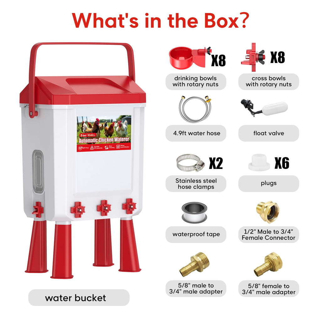 Automatic Chicken Waterer 3 Gallons with Float Valve Y658