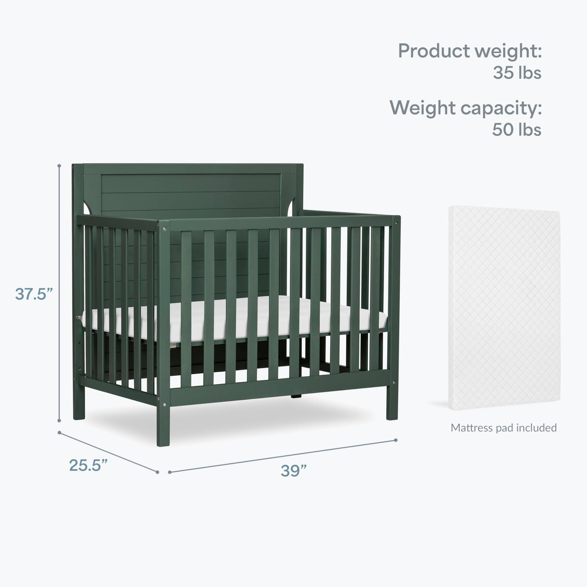 4-in-1 Convertible Mini Baby Crib with Mattress Pad C235