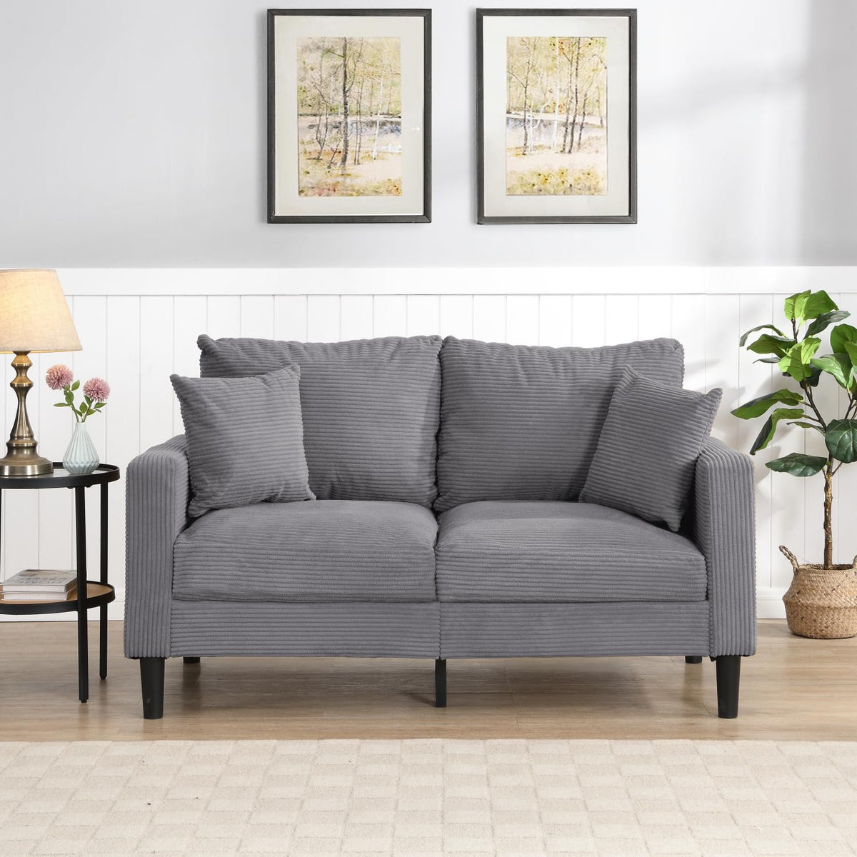 Light Gray 2 Seat Loveseat Sofa J582910
