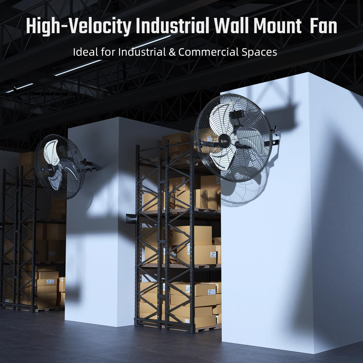 20 Inch High Velocity 3 Speed Black Wall-Mount Fan O48641