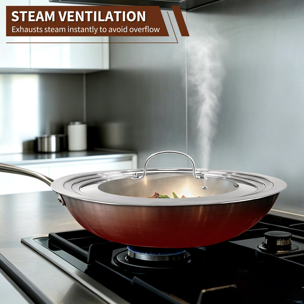15 Inch Universal Lid for Pots Pans and Skillets, Stainless Steel Tempered Glass A40013
