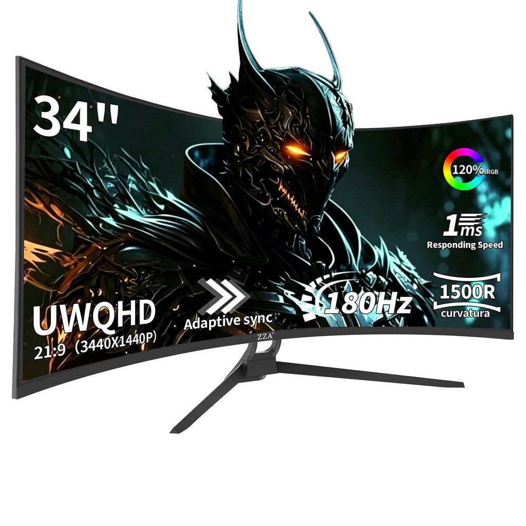 34 Inch Curved Ultrawide Monitor WQHD 165Hz 1ms HDR10 FreeSync G-Sync VESA Mount Compatible T401652