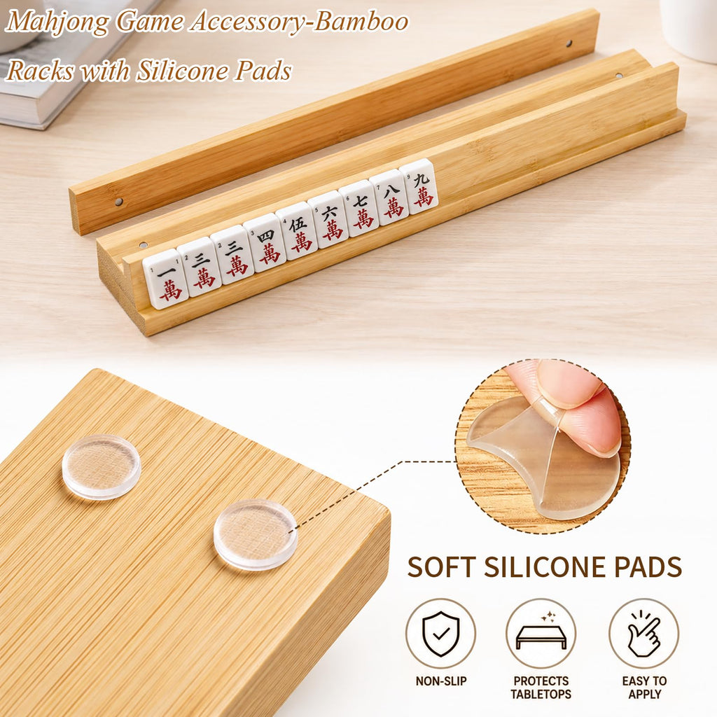 Bamboo Mahjong Racks with Pushers, Set of 4 S671882
