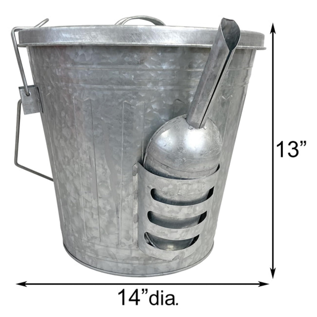 Galvanized Steel Bird Seed Storage Bucket Bin with Scoop W926