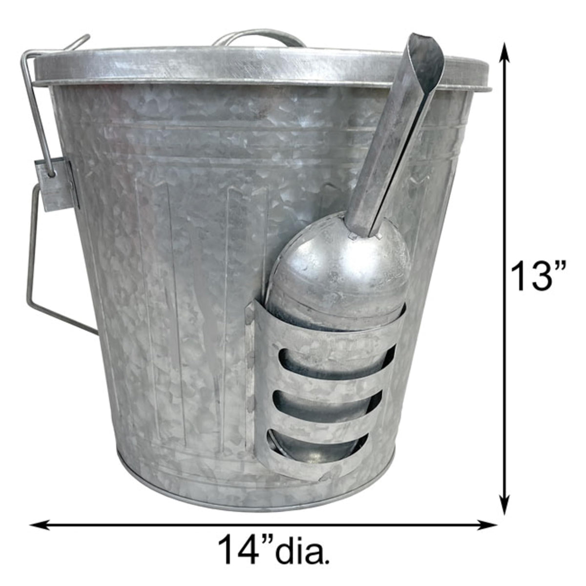 Galvanized Steel Bird Seed Storage Bucket Bin with Scoop W926