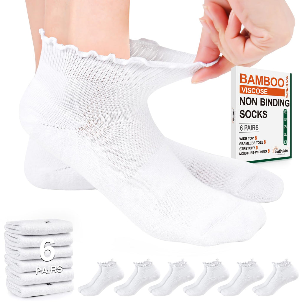 White Low Cut Diabetic Ankle Socks 6 Pairs M3501