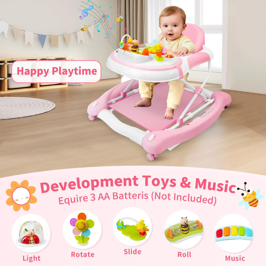 5 in 1 Foldable Baby Walker with Wheels and Bouncer S6534