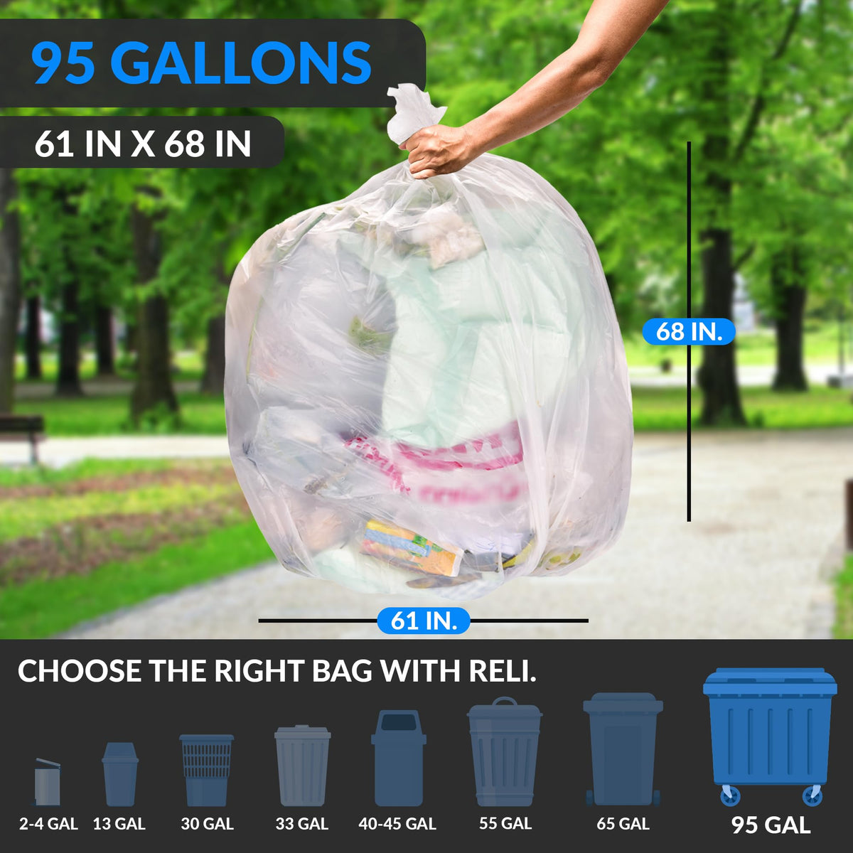 95 Gallon Heavy Duty Trash Bags M679345