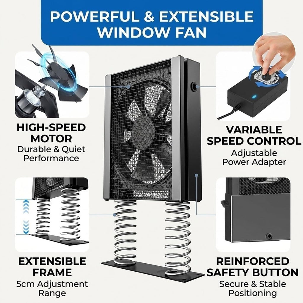 Window Exhaust Fan Reversible Airflow Variable Speed Retractable I64683