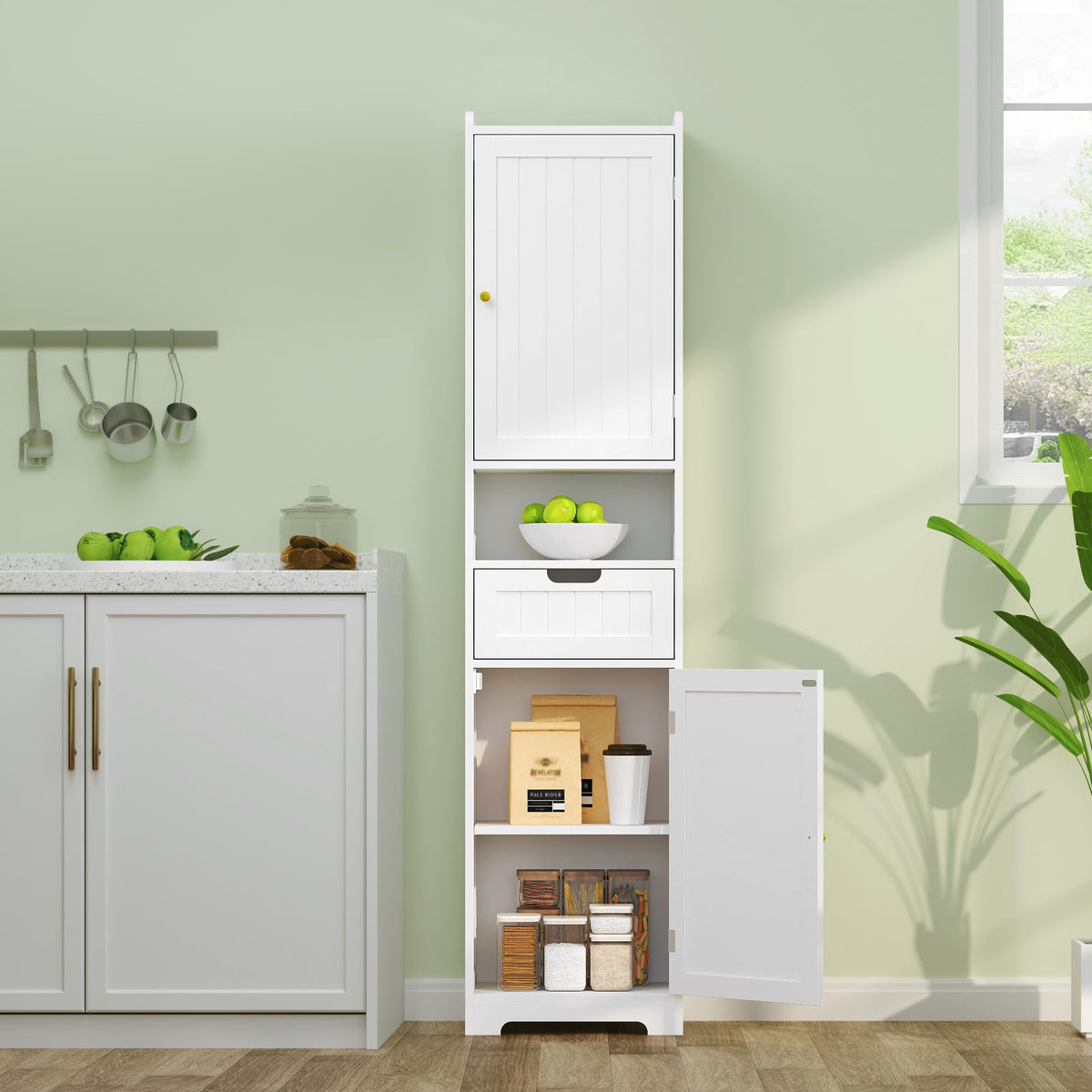 67" H Tall White Bathroom Storage Cabinet Y297