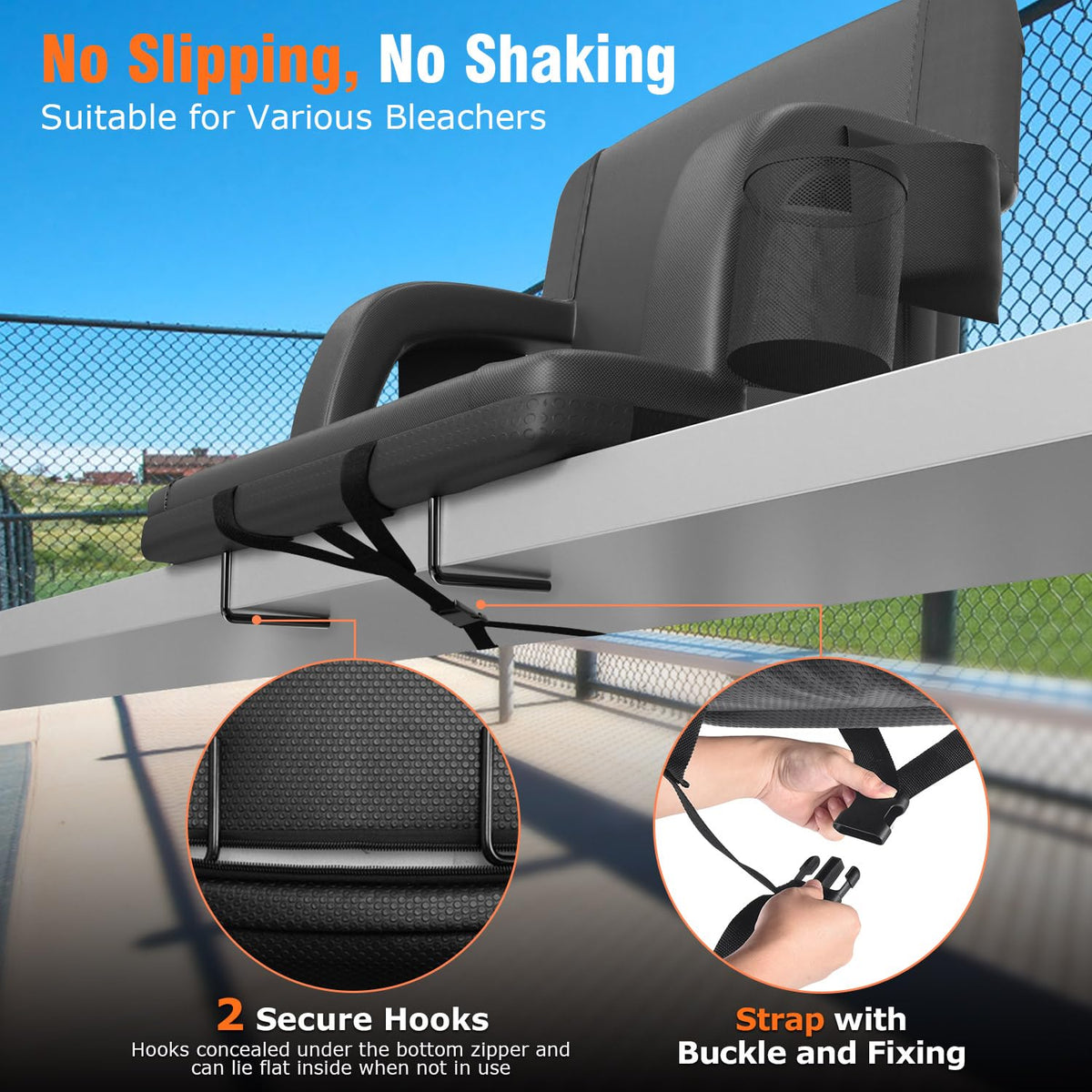 21" Wide Heated Stadium Seats for Bleachers with USB V524253