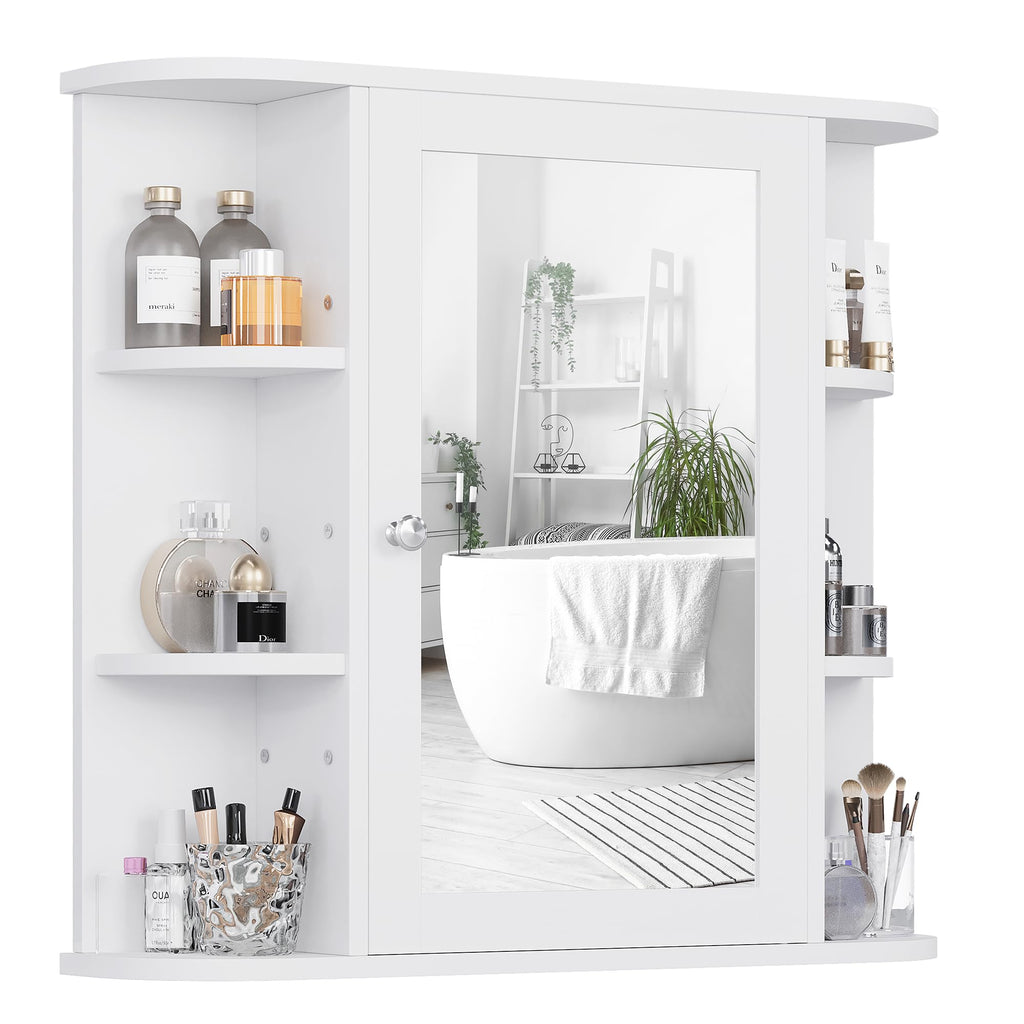 White Wall Mounted Medicine Cabinet with Mirror H95155