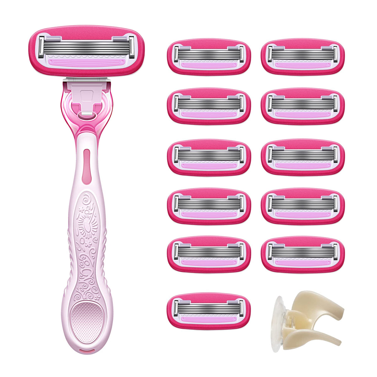 5-Blade Razor with 1 Handle, 12 Cartridges & 1 Shower Holder P4354