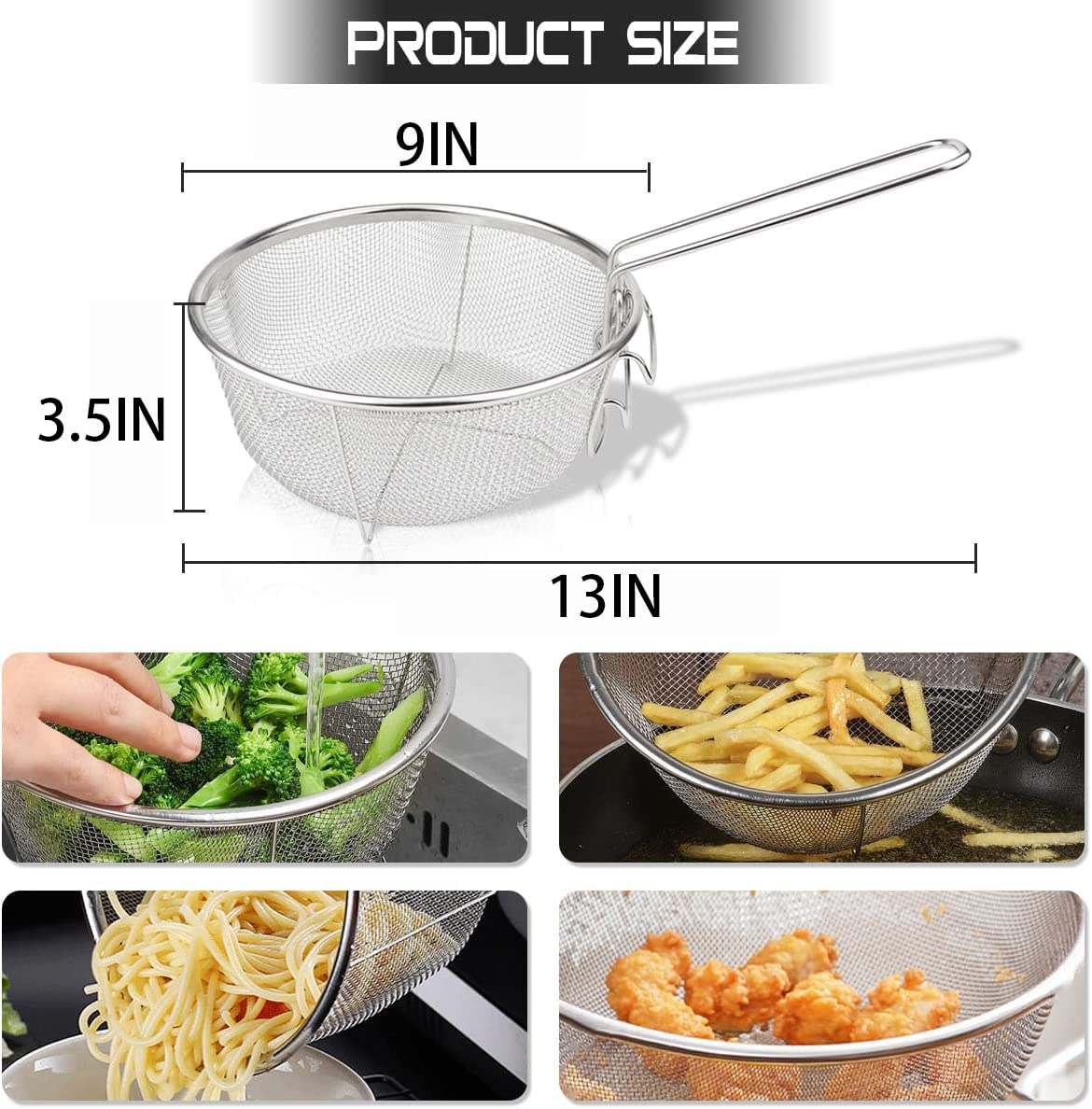 Stainless Steel Deep Fry Basket with Detachable Handle Z303