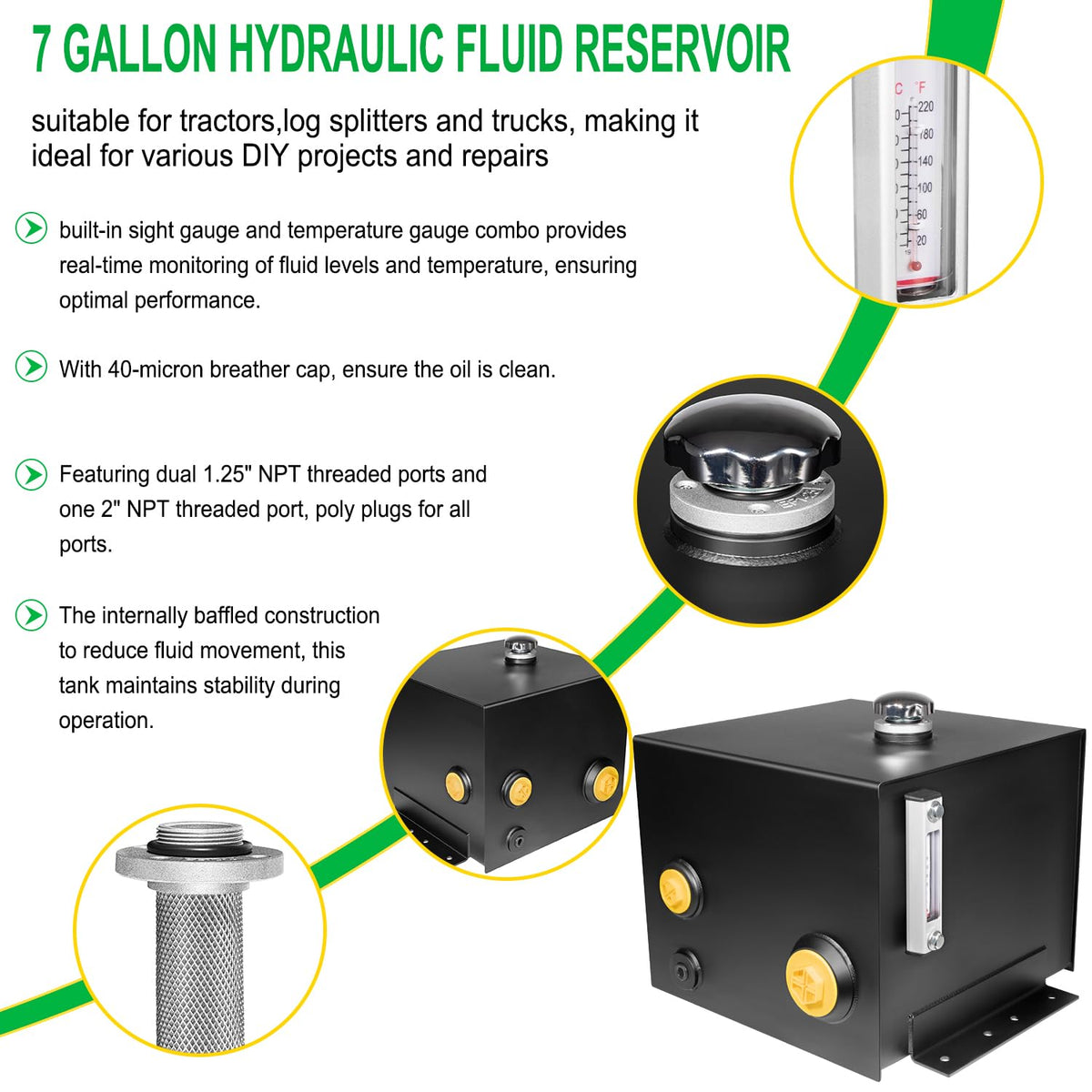 7 Gallon Hydraulic Fluid Reservoir Oil Tank D57586