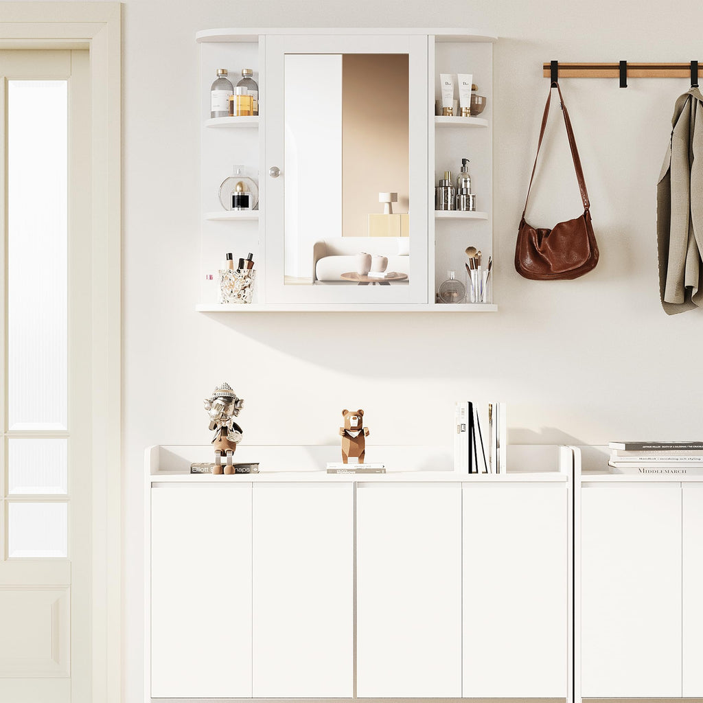 White Wall Mounted Medicine Cabinet with Mirror H95155