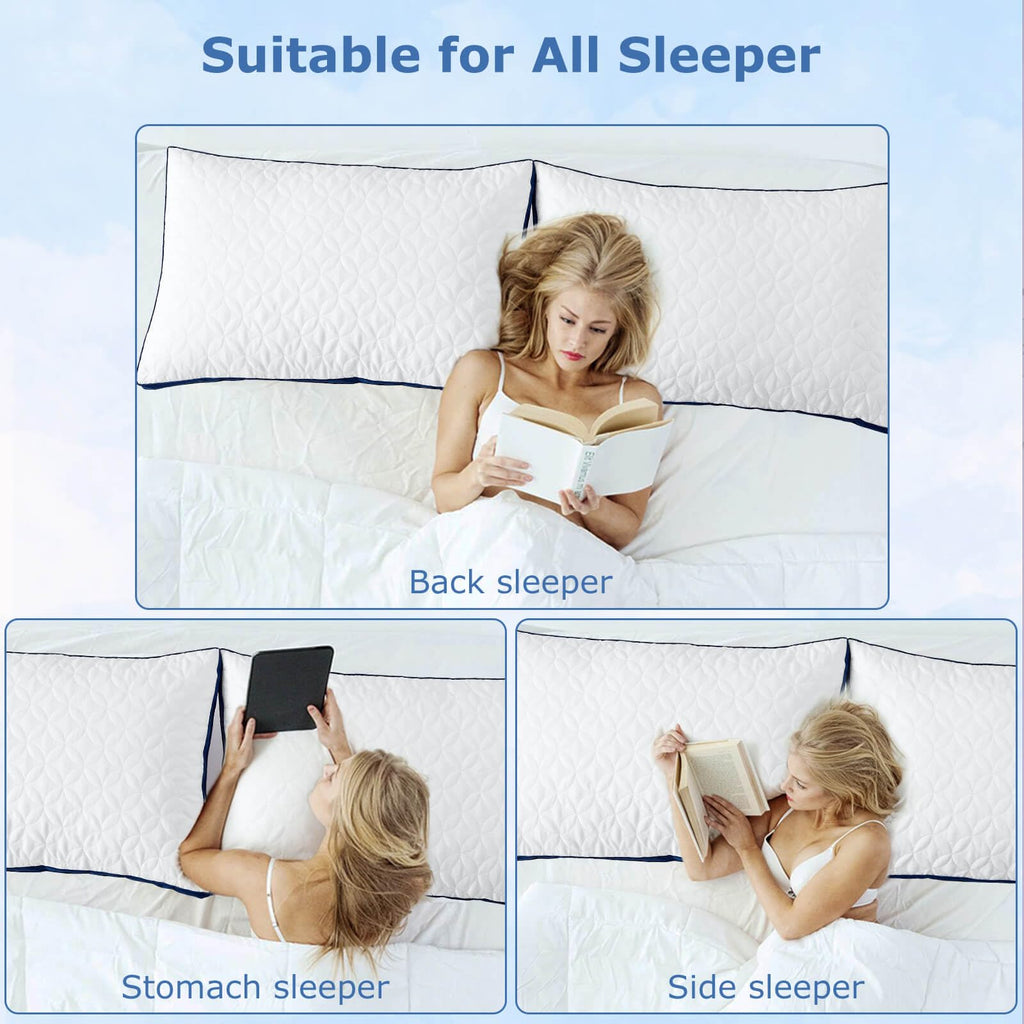 King Size Set of 2 Cooling Breathable Down Alternative Pillows C358147