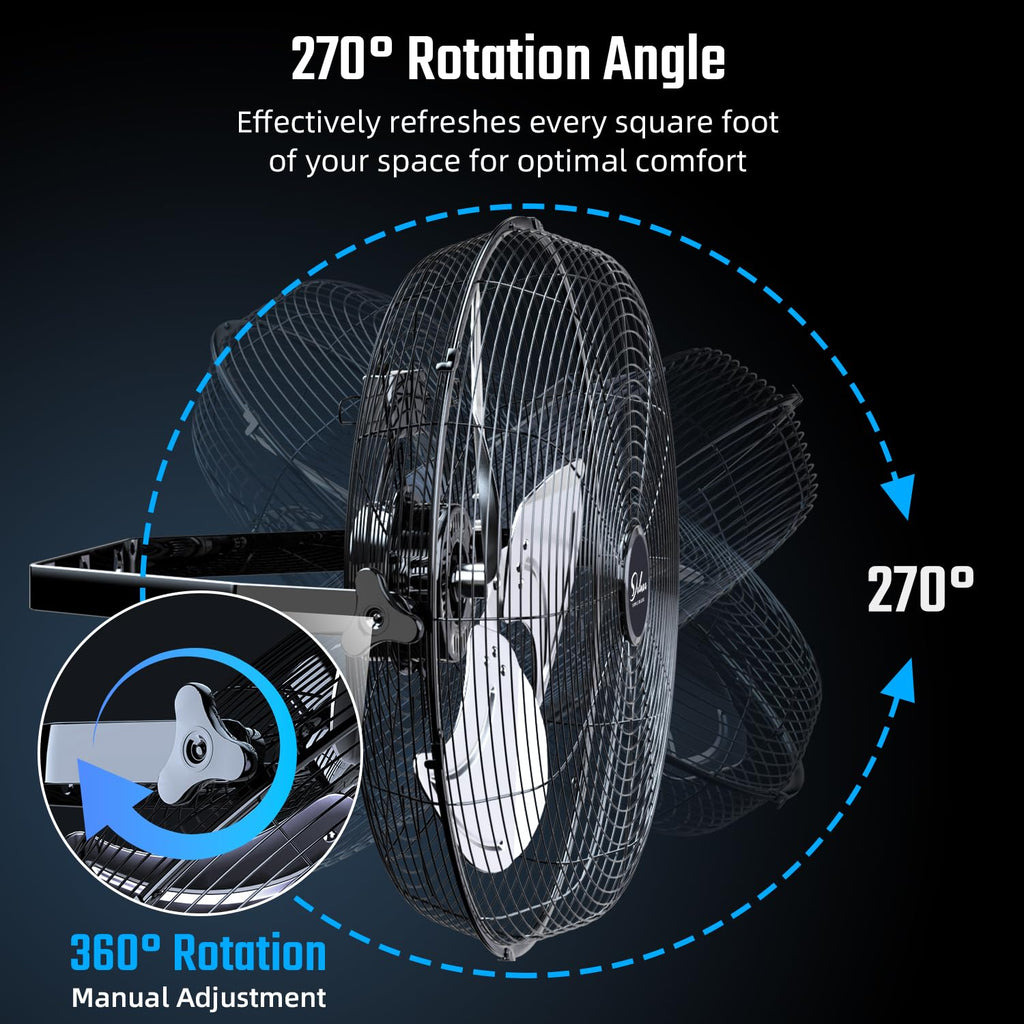 20 Inch High Velocity 3 Speed Black Wall-Mount Fan O48641