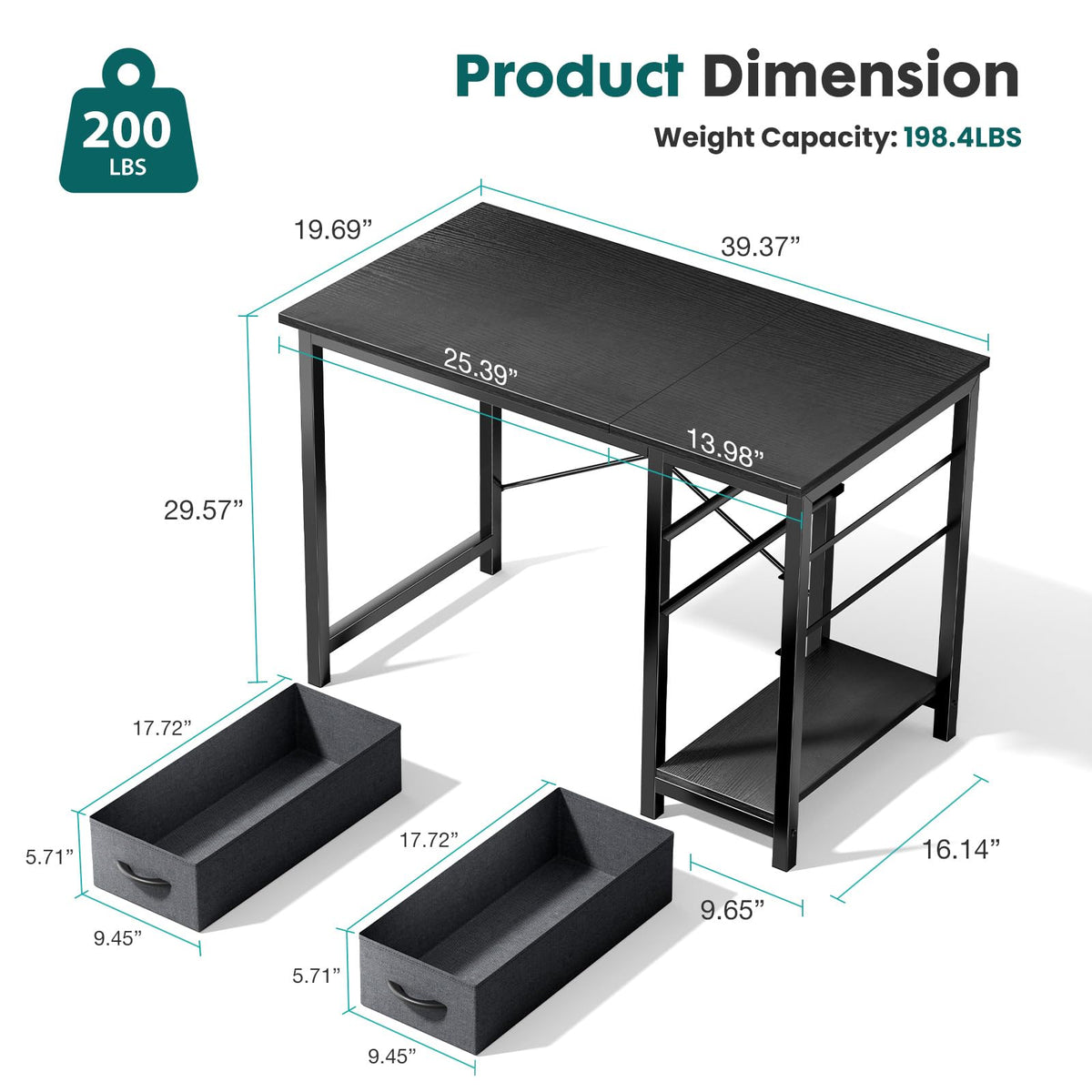 40-Inch Computer Desk with Drawers I55527