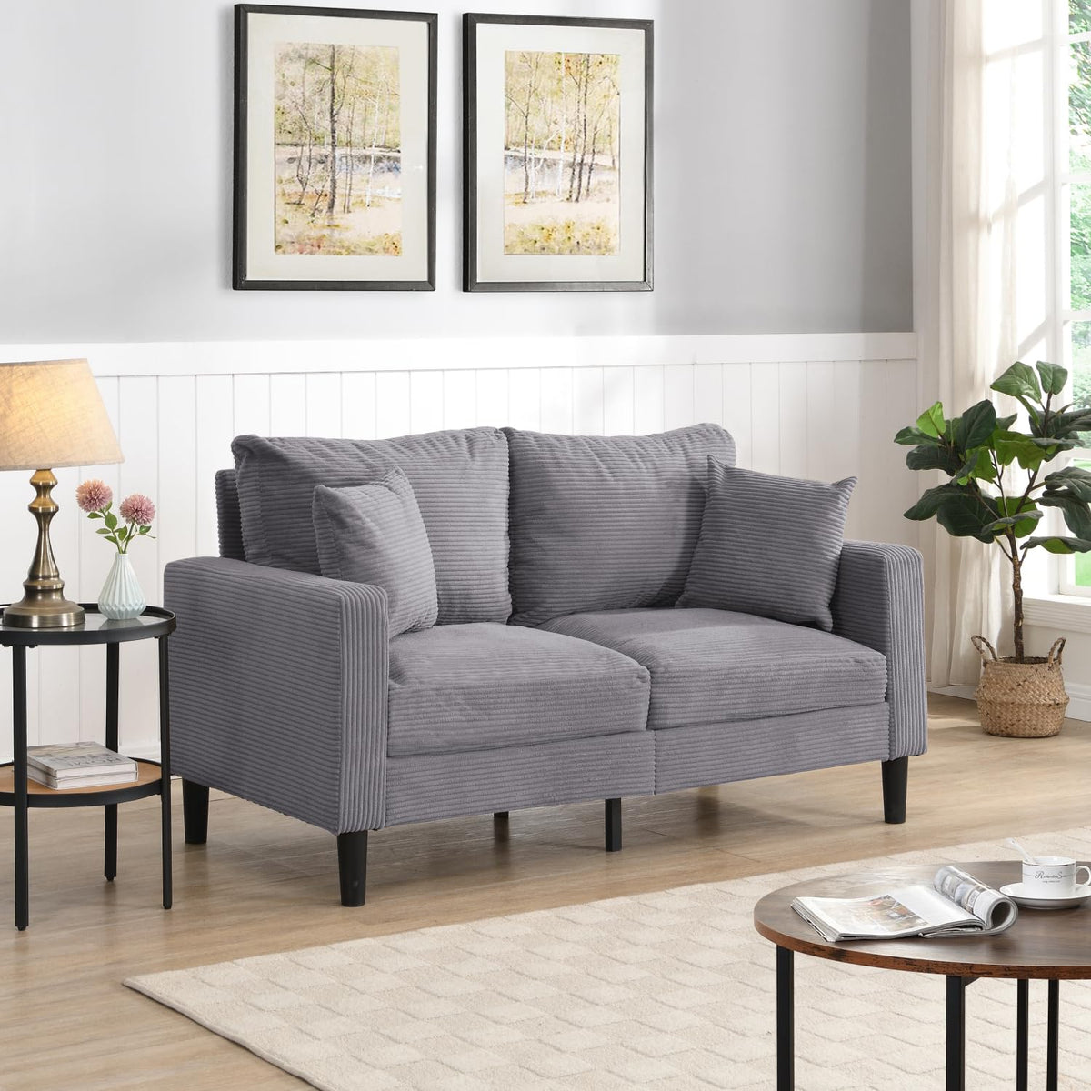 Light Gray 2 Seat Loveseat Sofa J582910