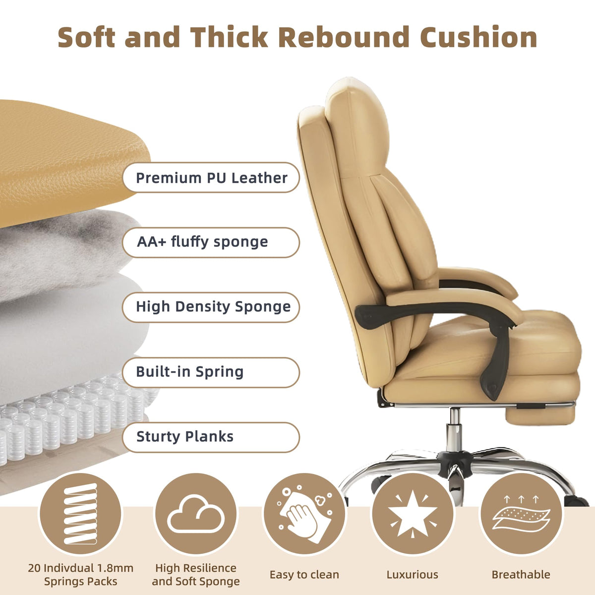 High Back Computer Chair with Soft Cushion E354