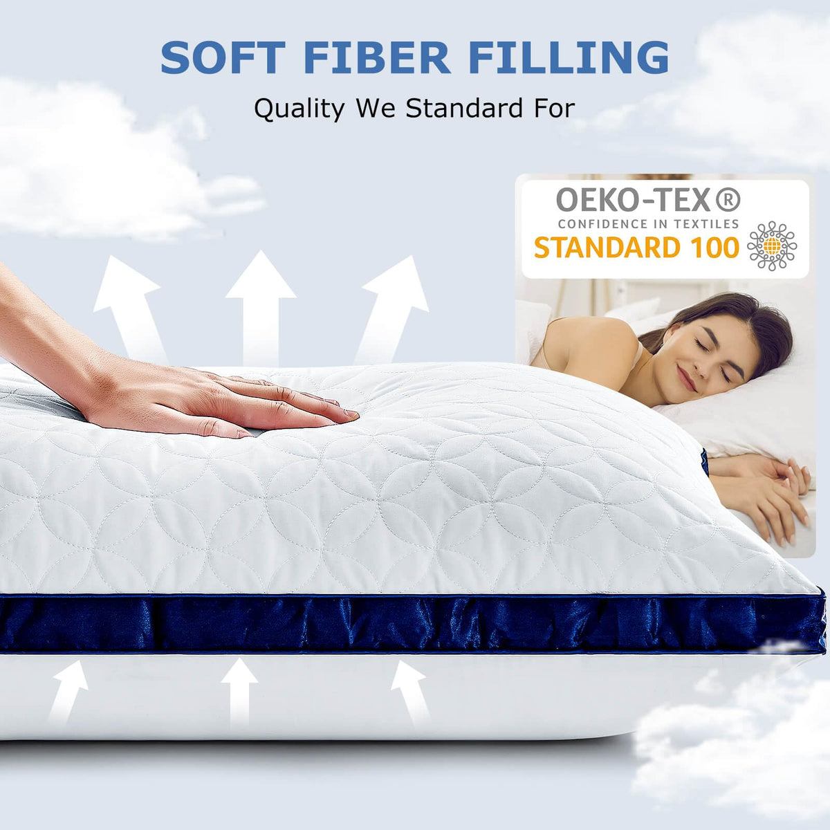 King Size Set of 2 Cooling Breathable Down Alternative Pillows C358147