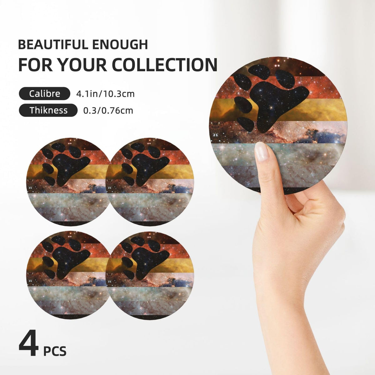 Ceramic Coaster Set Non-Slip Cork Base F75659