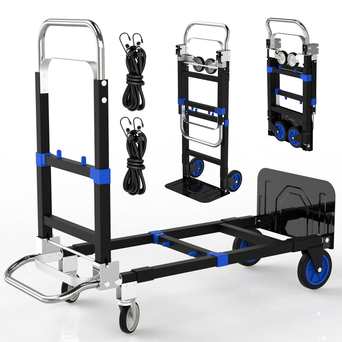 Heavy Duty 4 Wheels 500 Lbs Load Convertible Hand Truck Dolly Cart W5976