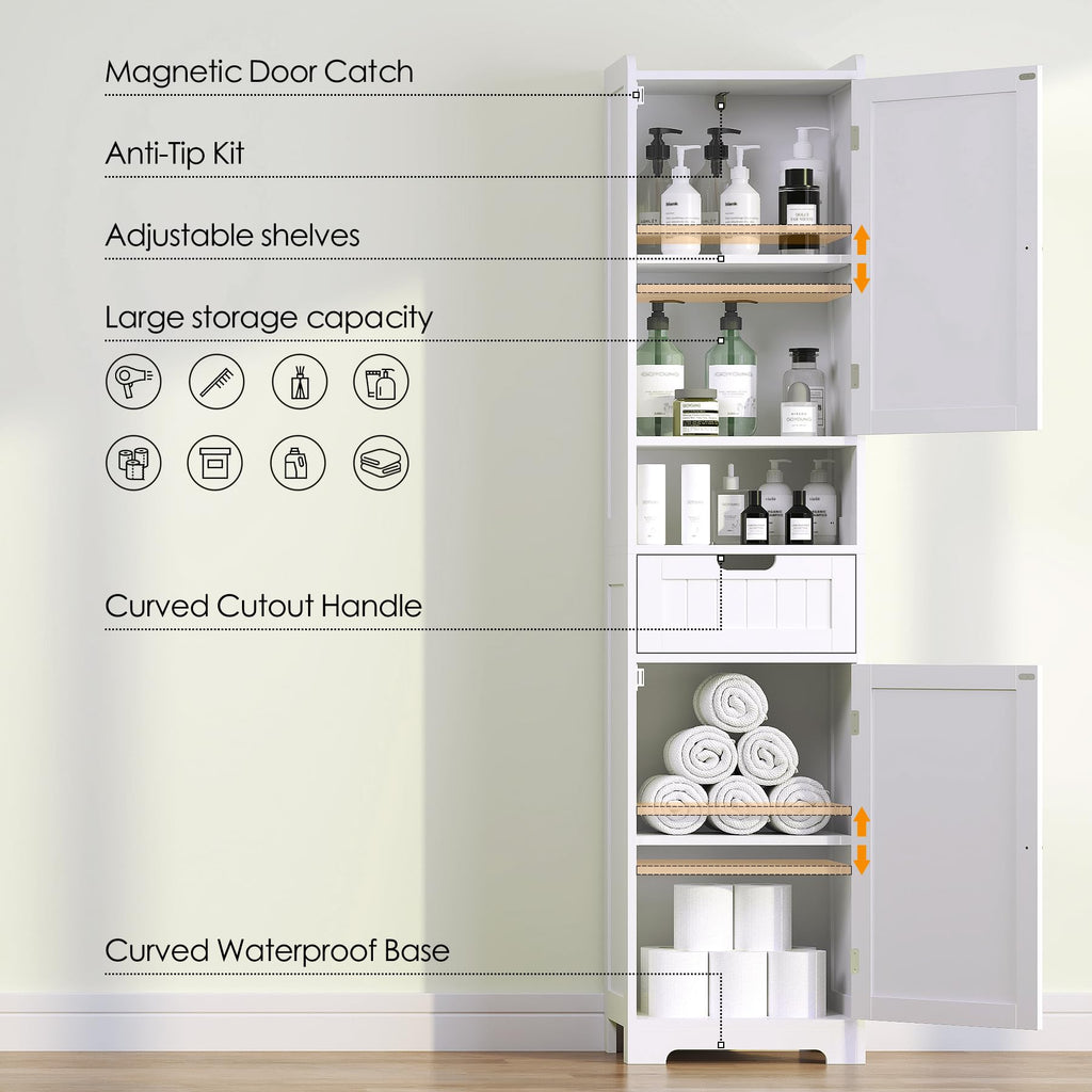 67" H Tall White Bathroom Storage Cabinet Y297