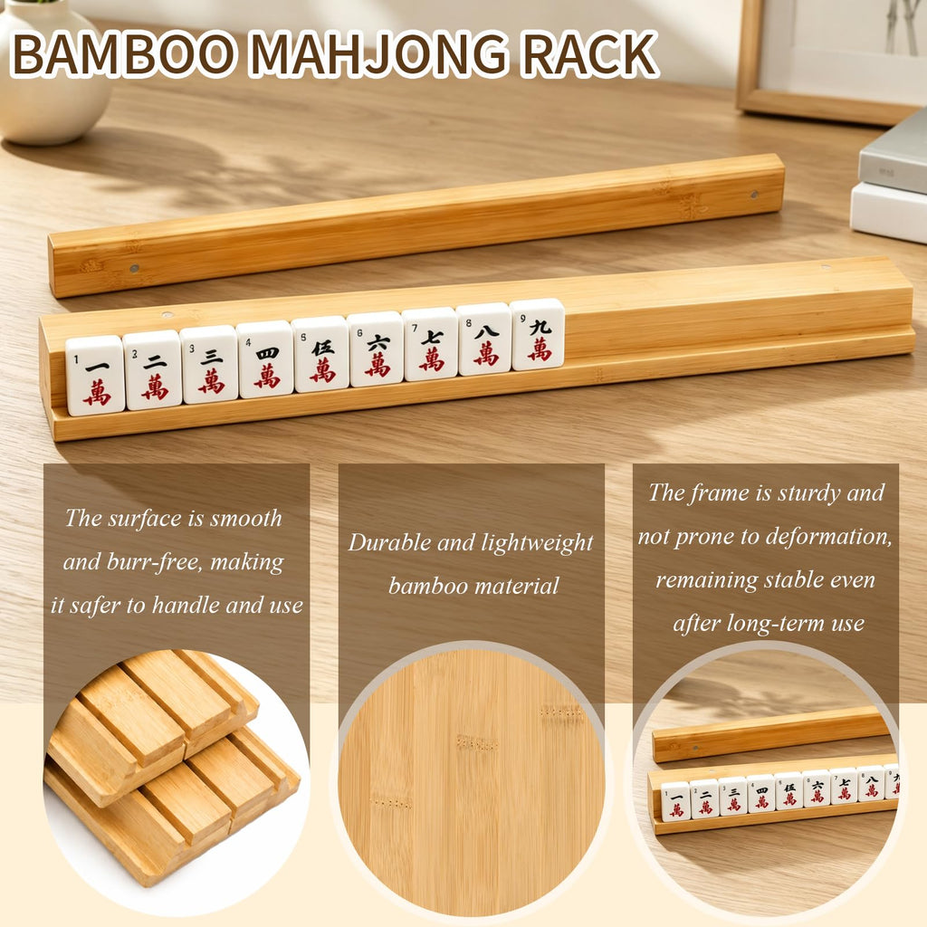 Bamboo Mahjong Racks with Pushers, Set of 4 S671882