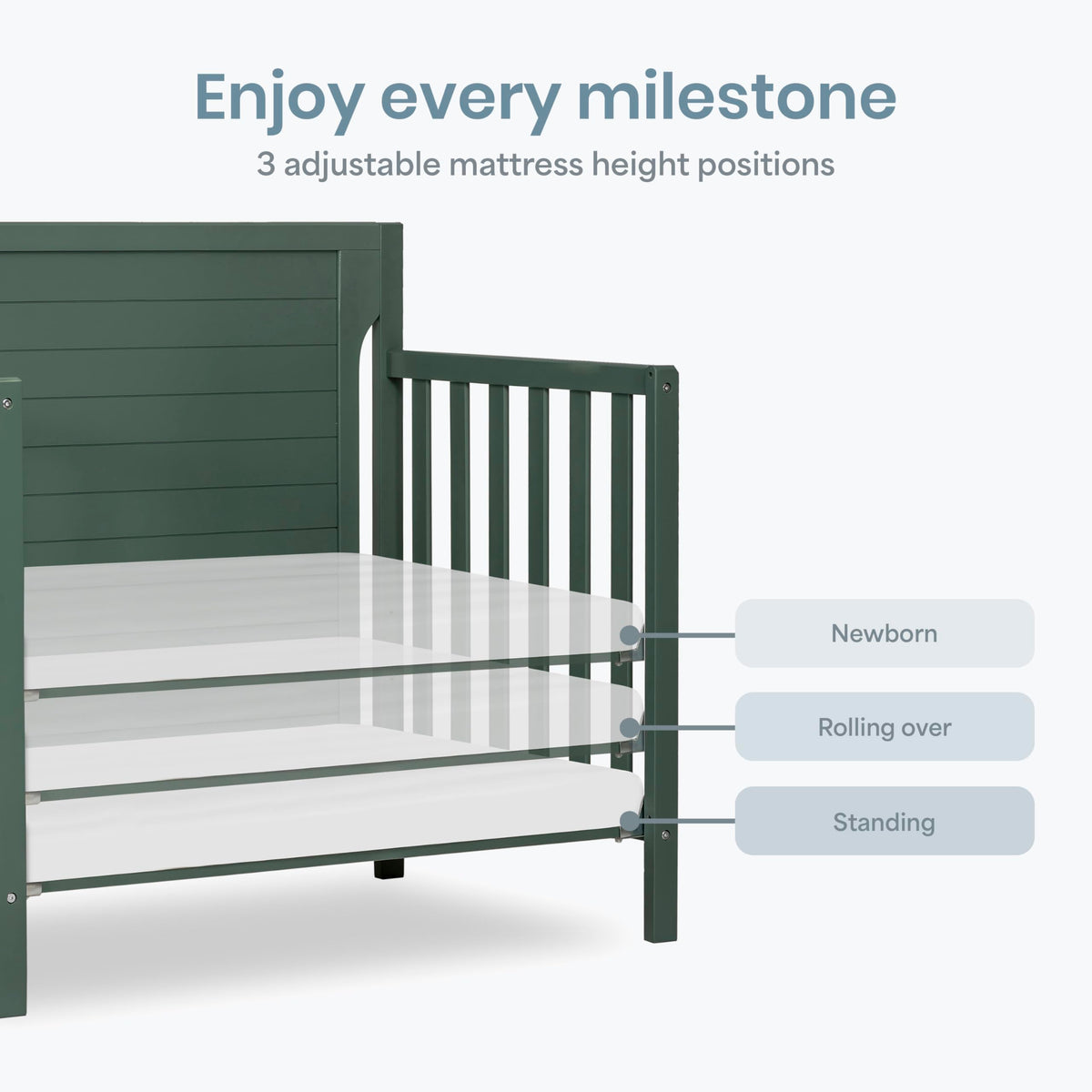 4-in-1 Convertible Mini Baby Crib with Mattress Pad C235