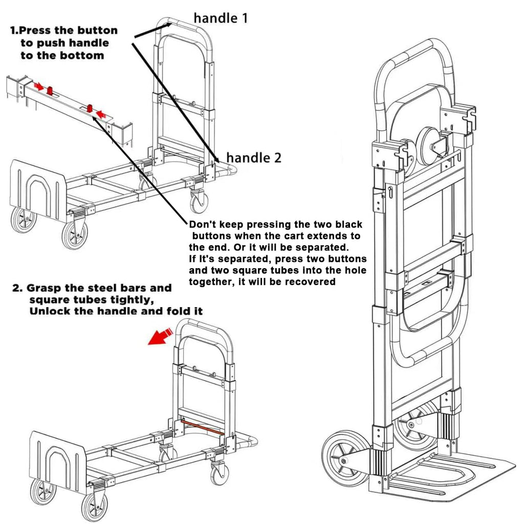 Heavy Duty 4 Wheels 500 Lbs Load Convertible Hand Truck Dolly Cart W5976