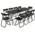 8FT Foldable Table Set with 10 Pack Plastic Folding Chairs Q617