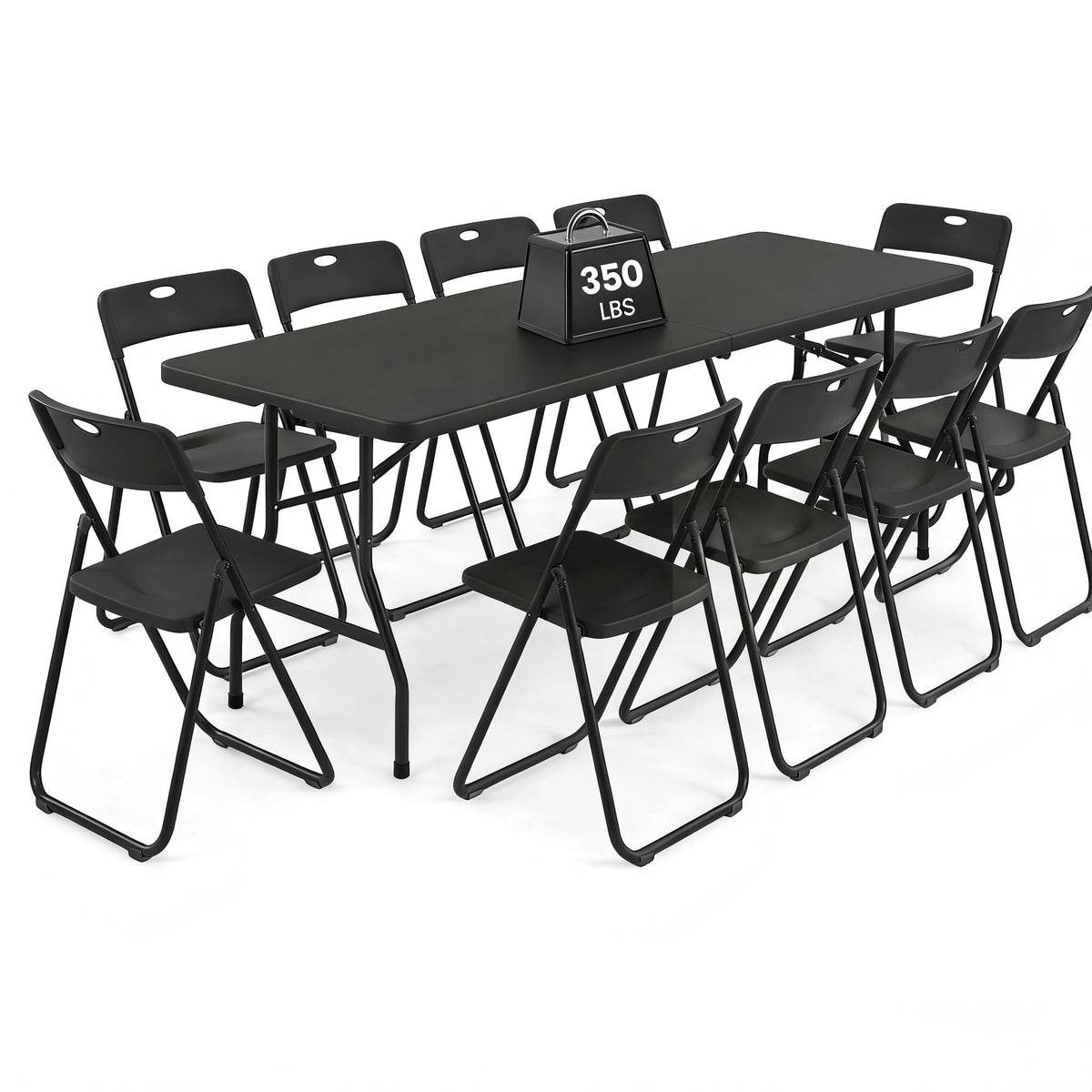 8FT Foldable Table Set with 10 Pack Plastic Folding Chairs Q617