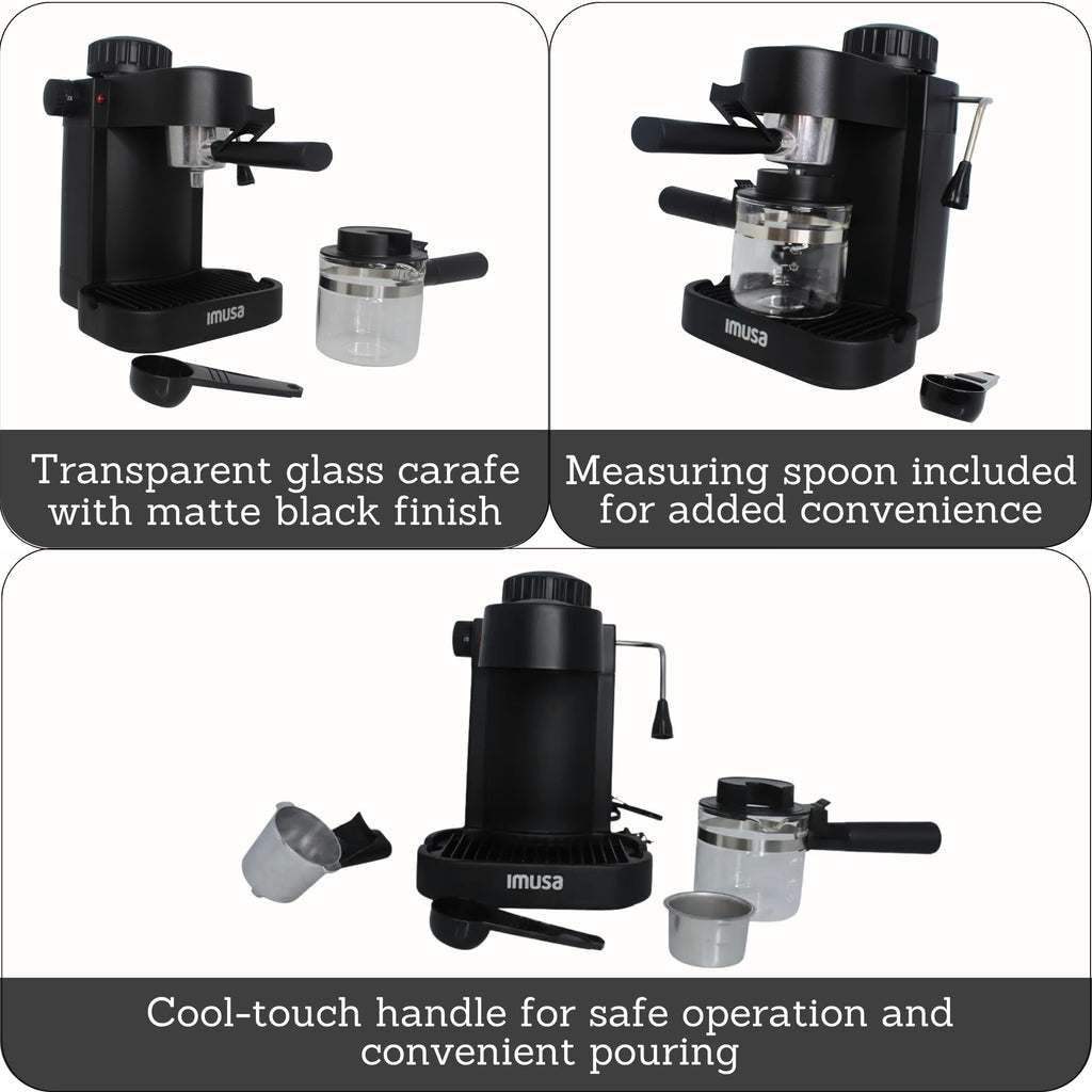 4 Cup Electric Espresso Cappuccino Coffee Maker, Black E67501