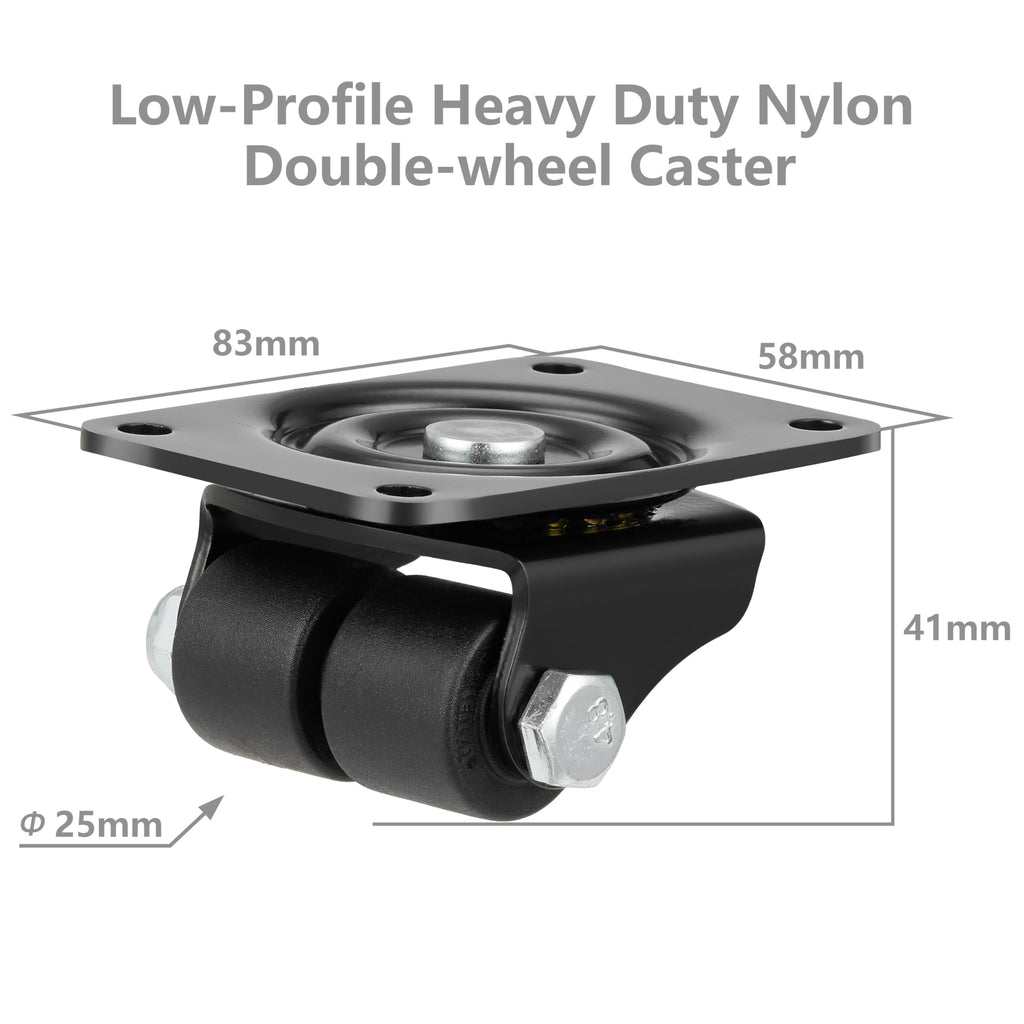 1 Inch Set of 4 Heavy Duty Swivel Caster Wheels Black W978942