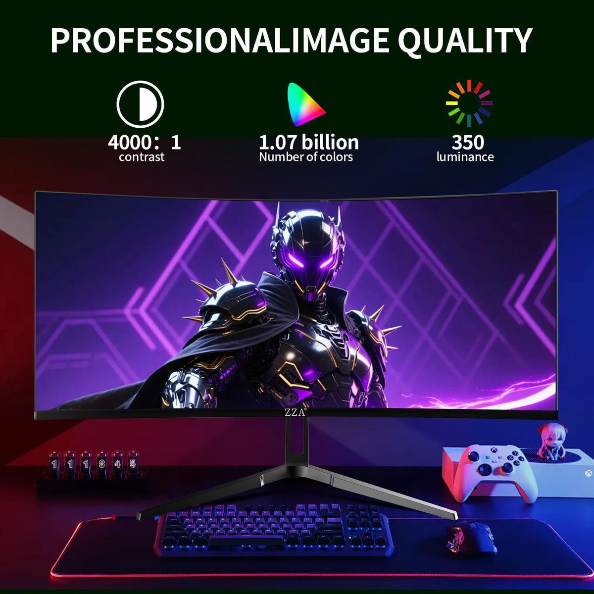 34 Inch Curved Ultrawide Monitor WQHD 165Hz 1ms HDR10 FreeSync G-Sync VESA Mount Compatible T401652