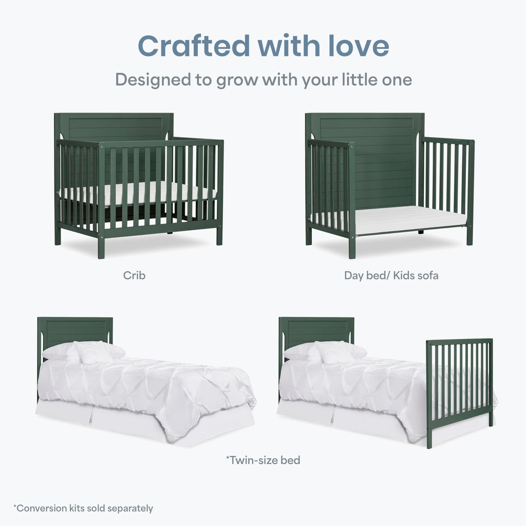 4-in-1 Convertible Mini Baby Crib with Mattress Pad C235