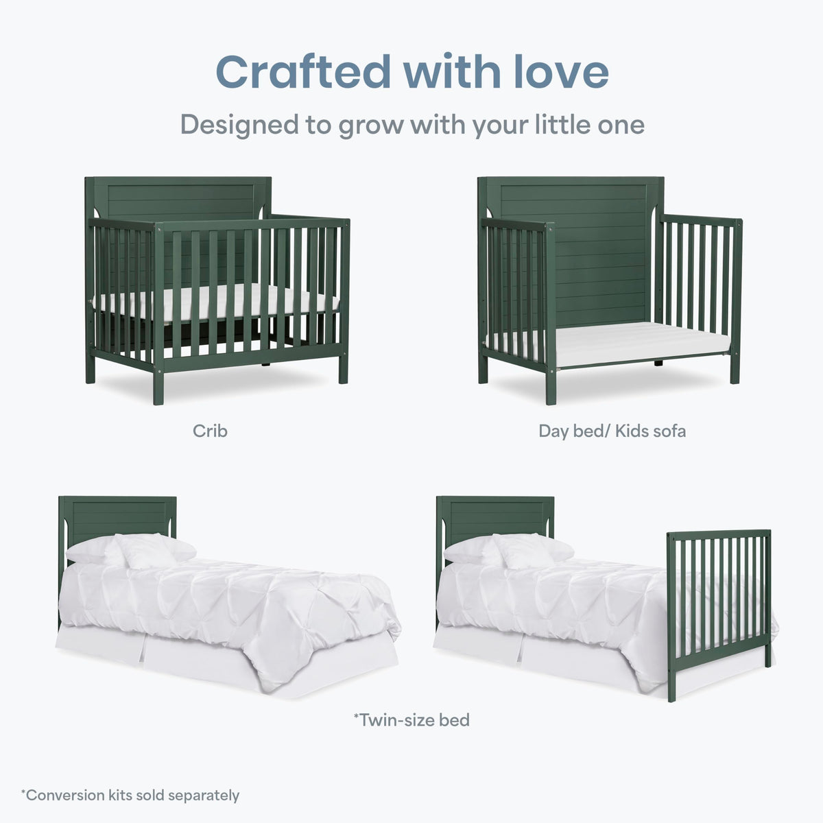 4-in-1 Convertible Mini Baby Crib with Mattress Pad C235