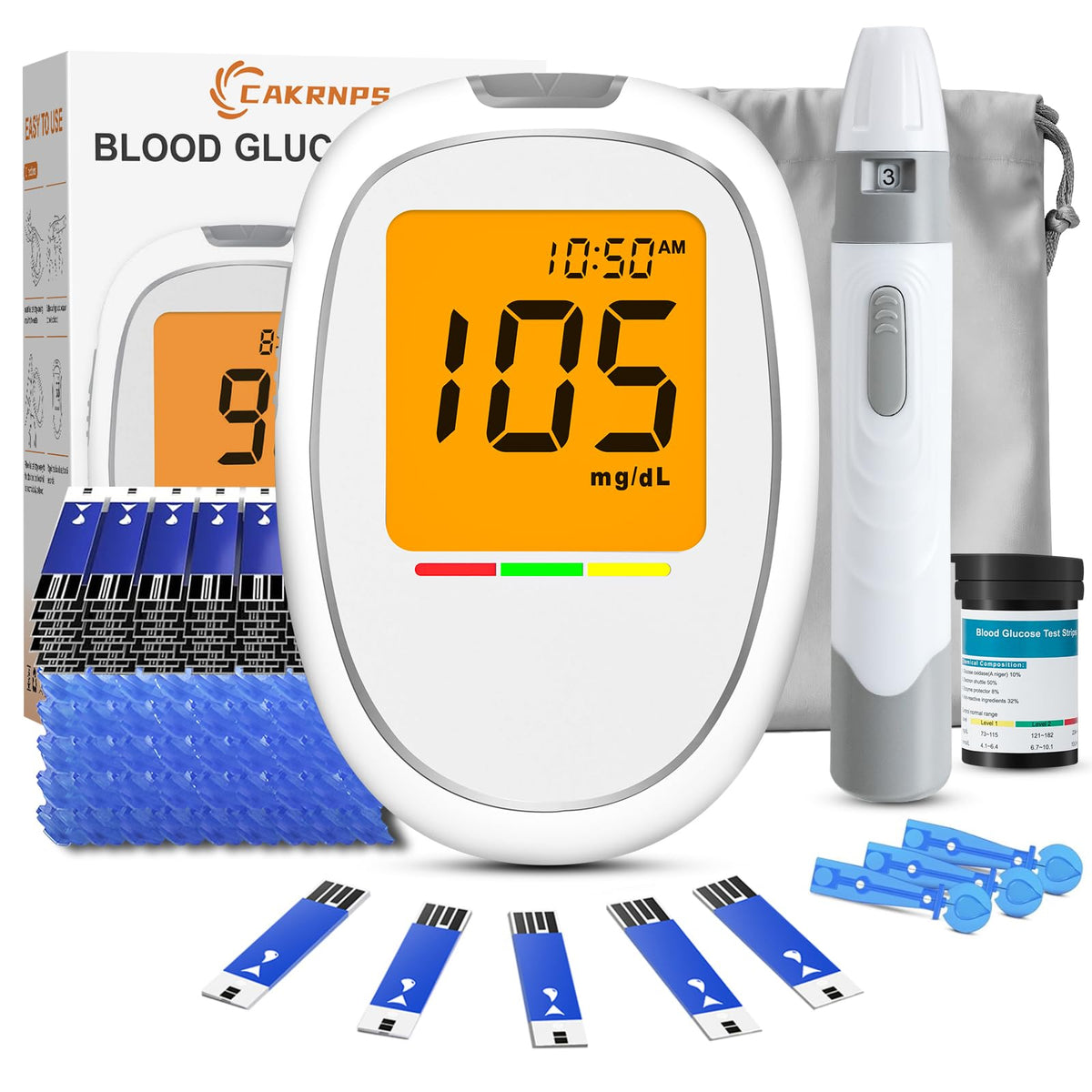Blood Glucose Monitor Kit with 50 Test Strips and 50 Lancets K549180