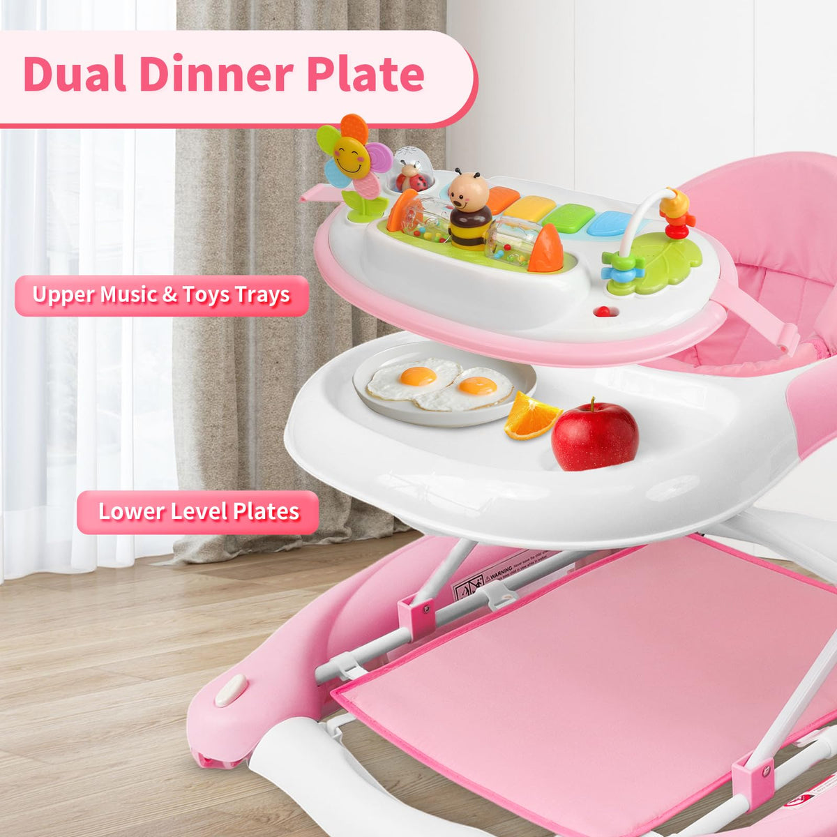 5 in 1 Foldable Baby Walker with Wheels and Bouncer S6534