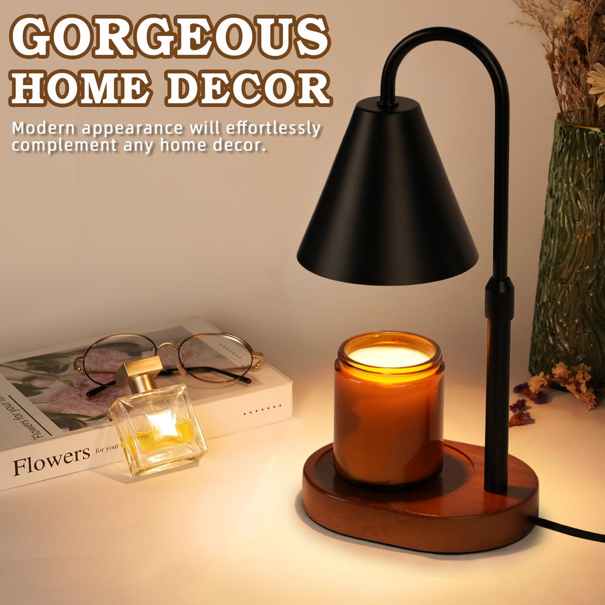 Black Dimmable Candle Warmer Lamp with Timer N70431