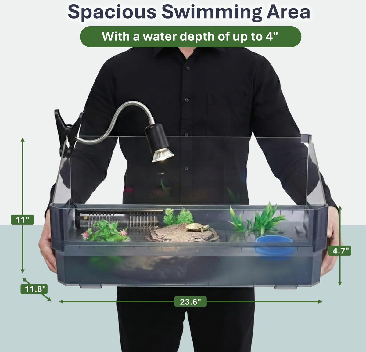 Black Turtle Tank Kit with Filter, UVB Lamp and Basking Platform F2211