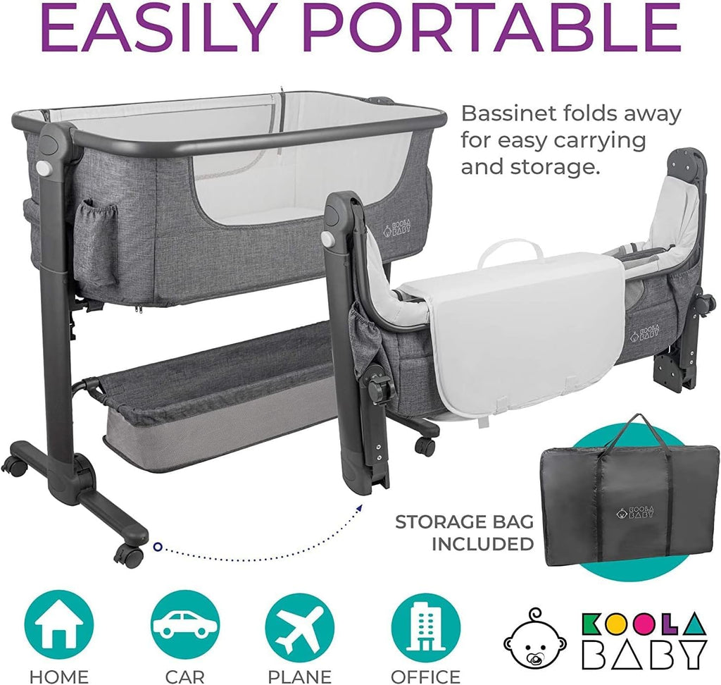 Baby Bassinet Bedside Sleeper Portable Crib with Storage Basket M755378