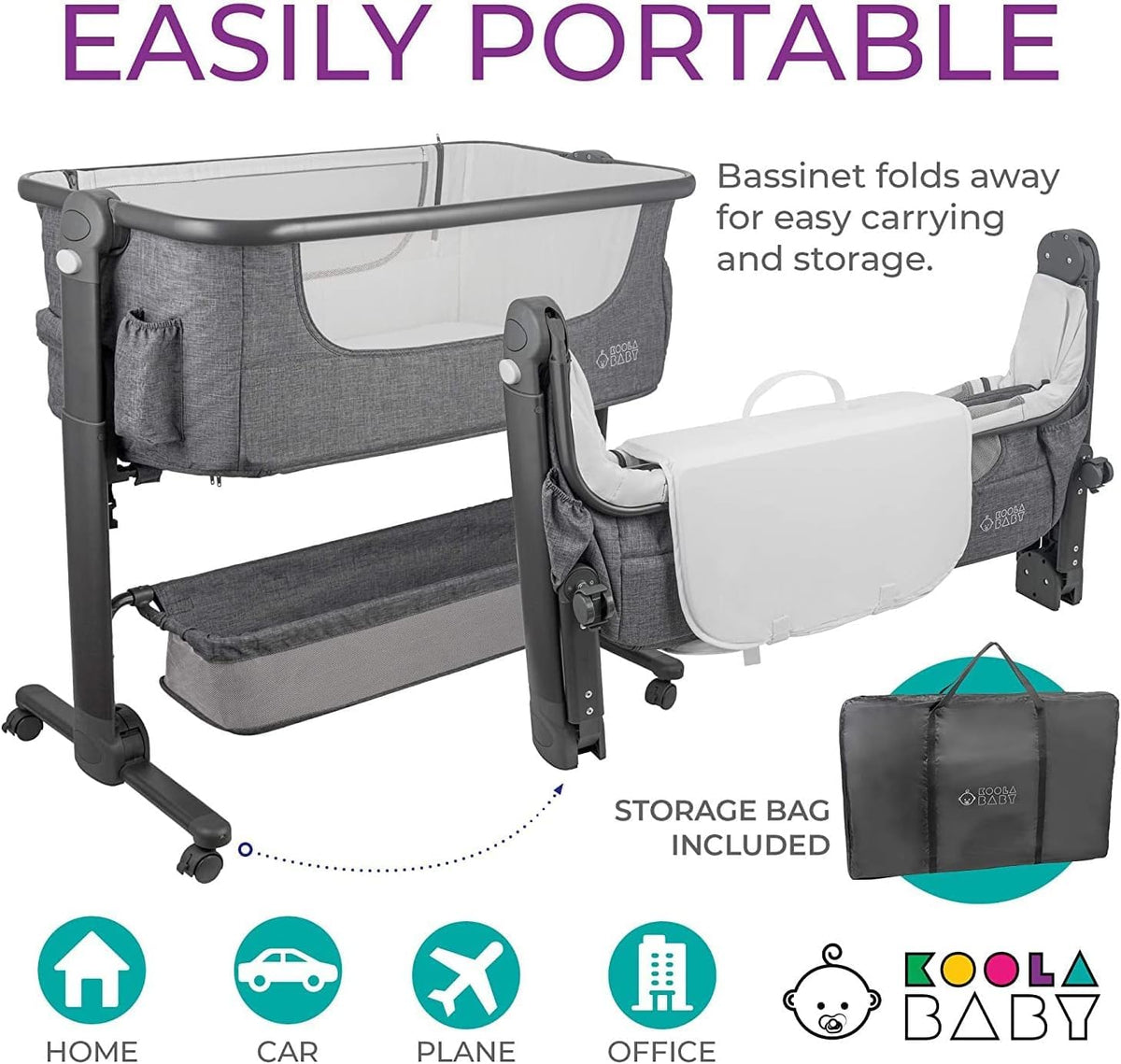 Baby Bassinet Bedside Sleeper Portable Crib with Storage Basket M755378