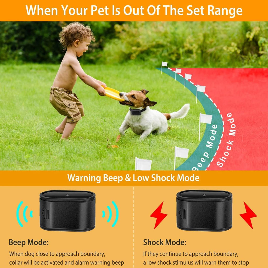 Electric Dog Fence, In-Ground Pet Containment System, Waterproof Training Collar H2864