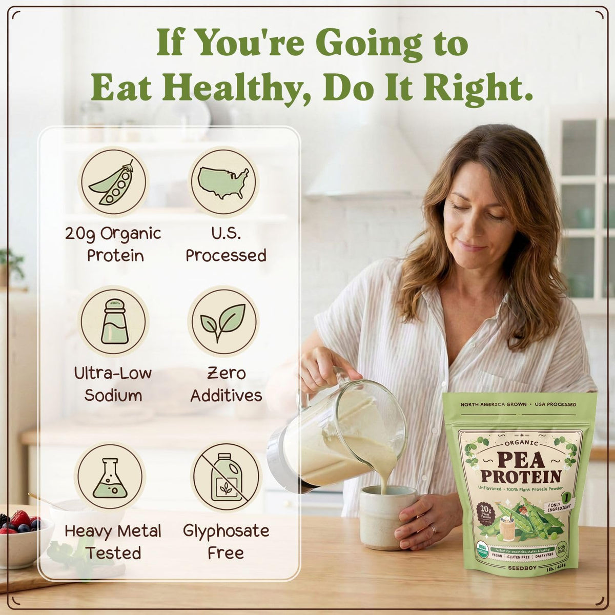 Organic Non-GMO Pea Protein Powder 1 lb Bag X8128