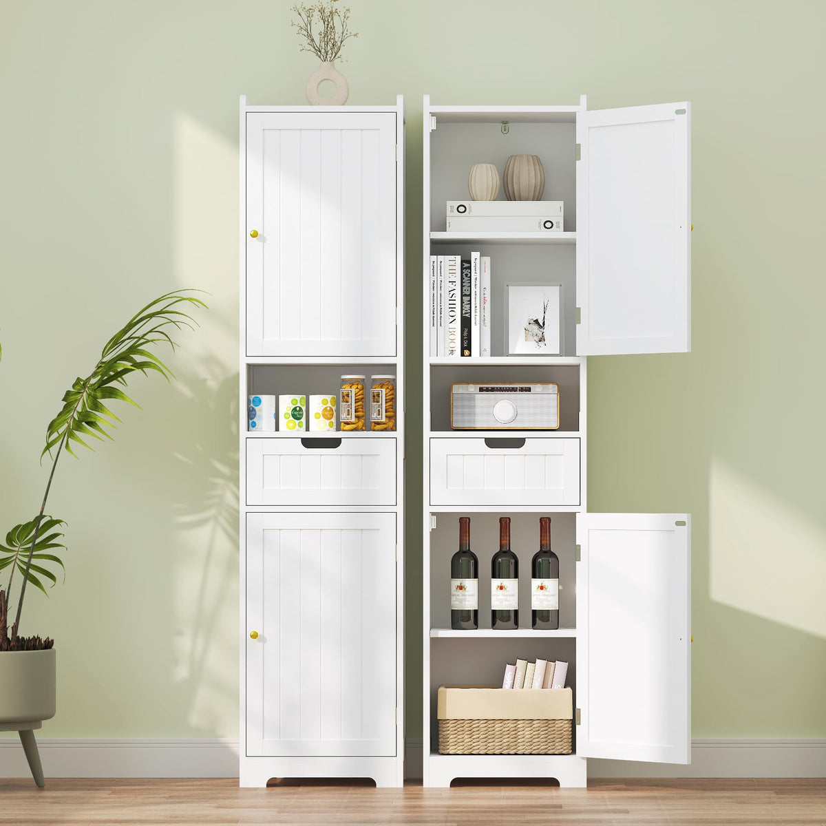 67" H Tall White Bathroom Storage Cabinet Y297