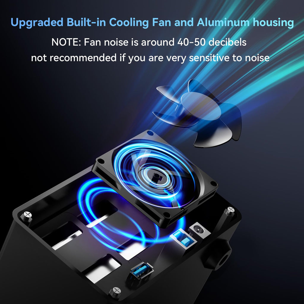 Aluminum 2 Bay Hard Drive Enclosure with Cooling Fan C793145